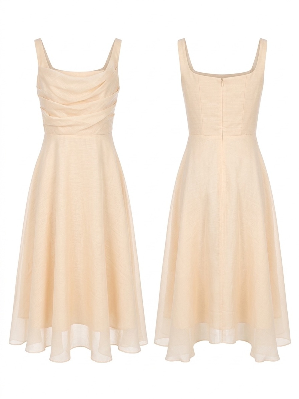 Cici (CiCi) Bianca Cami Midi Dress in Beige
